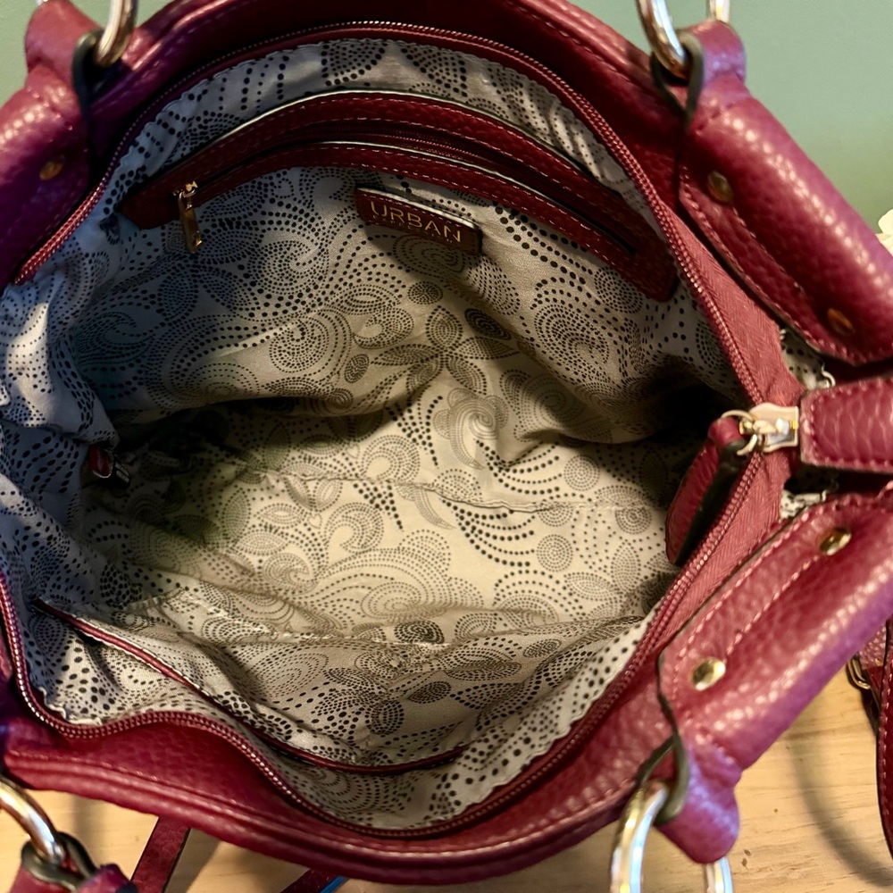 Urban Expressions Burgundy Plum Vegan Leather Satchel Crossbody NWOT - Picture 7 of 12